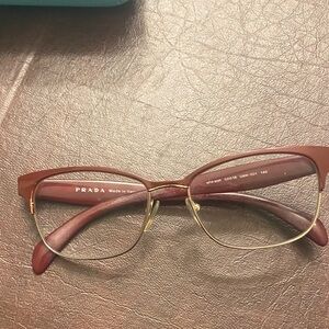 Prada Women's Glasses in Rich Brown and Gold
